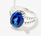 Artisan Crafted Sterling Open Shank Lab Sapphire Oval Ring, Size 6
